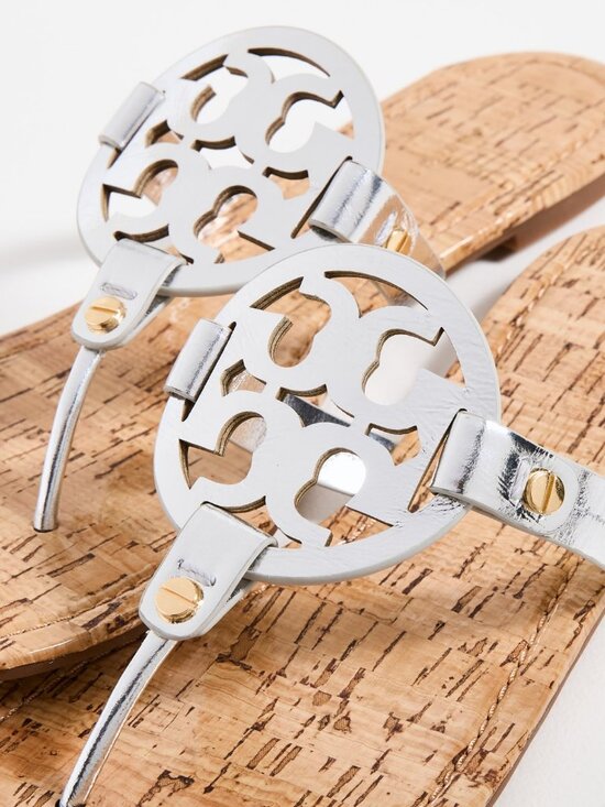 Tory Burch Shoes - Tory Burch $228 Miller Sandals Patent Leather Silver Gold Rivets Cork 10